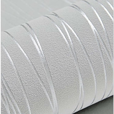 TopLLC Papier Peint à Rayures Embossées, Non Tissé Autocollant Amovible à Peler et Coller Motif Mural, Papier Adhésif Texturé Floqué 3D Style Moderne Papier Peint Décoratif pour Salon Chambre (21"X30 Pieds)