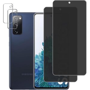 [2+2Pack Privacy Screen Protector and Camera Lens Protector for Samsung Galaxy S20 FE, 9H Hardness, Anti-Scratch, Anti Spy, Tempered Glass Screen Protector for Samsung Galaxy S20 FE