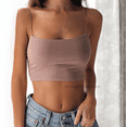 thumbnail image 1 of FOCUSNORM Women Sling Top Solid Color Crop Low Chest Sexy Bodycon Top Clothes, 1 of 6