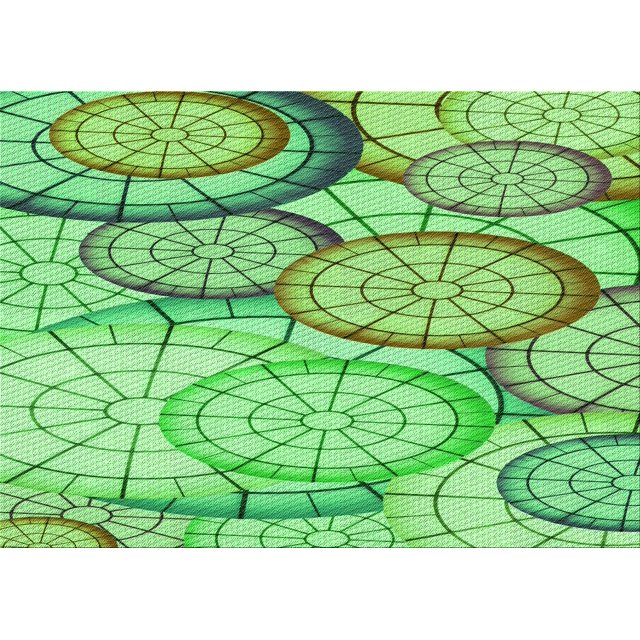 Ahgly Tapis Rectangulaire Lavable en Machine Vert Transitionnel, 2 Pieds x 5 Pieds