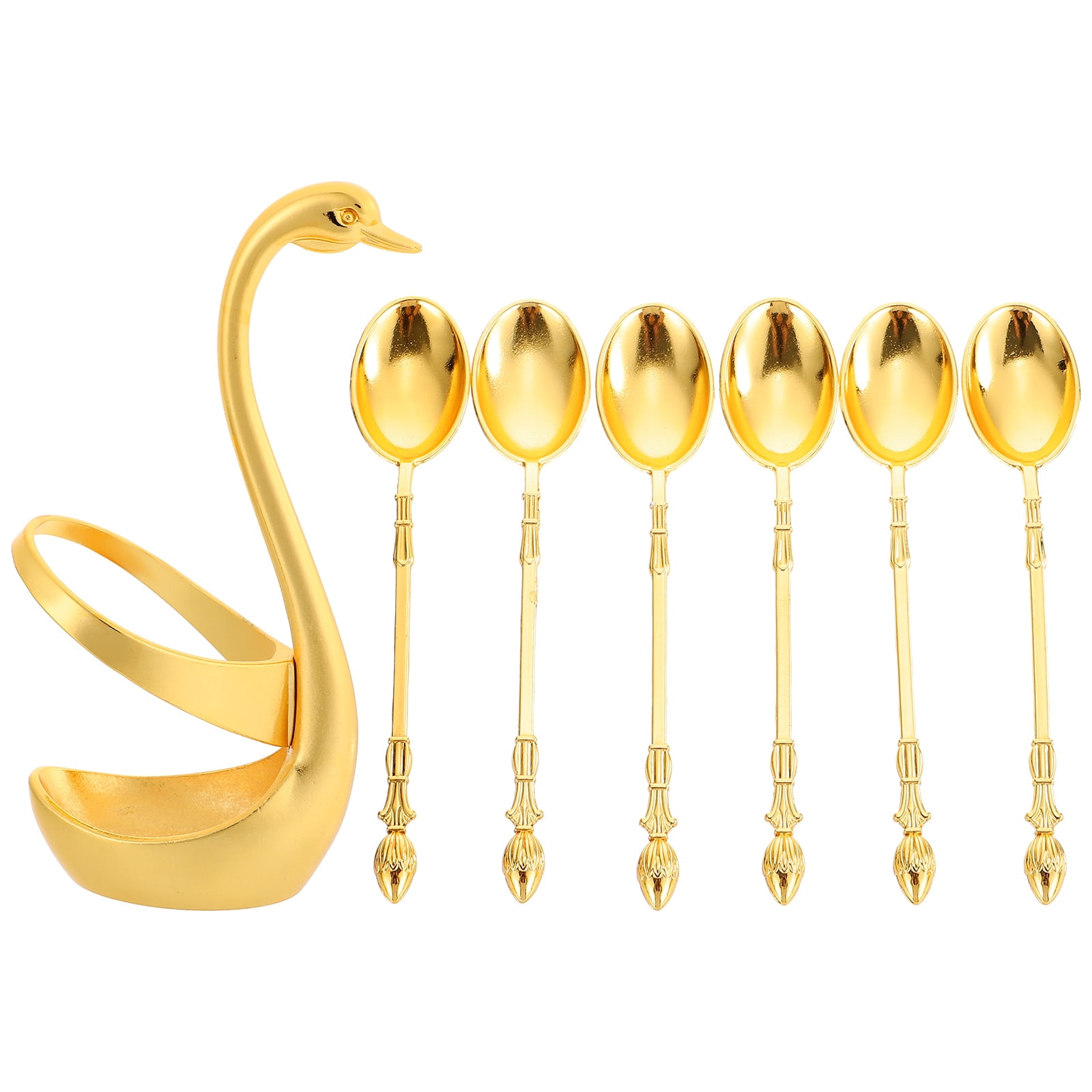 MasteelfCA 1 Set Exquisite Alloy Crafts Swan Base Fruit Spoons for Kitchen Dining Table