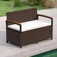 thumbnail image 1 of Gymax Banc de Rangement Extérieur avec Coussin, Dossier et Accoudoirs en Bois d'Acacia, Rangement Dissimulé, 1 of 10