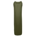 thumbnail image 4 of Pisexur Robe d'Été pour Femme Ample Unie en Coton et Lin Robe Chemise Sans Manches à Col Licou à Volants Superposés Décontractée Bohème Fluide Robe Maxi, 4 of 5