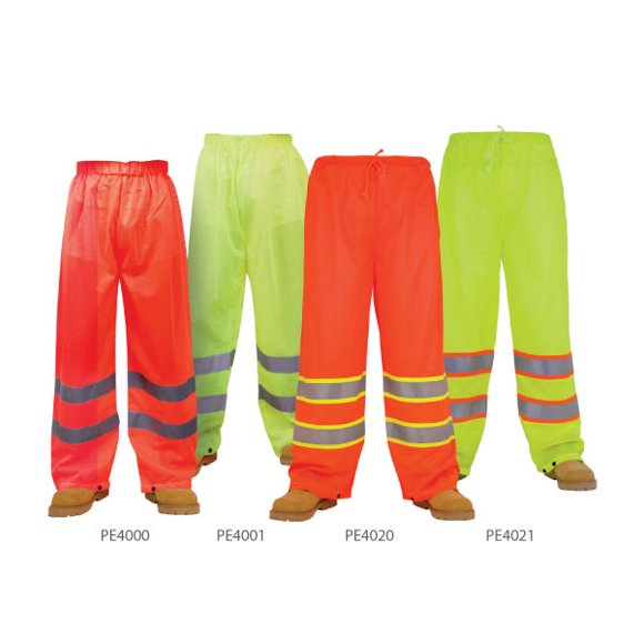 3A Safety Unisex Hi-Viz Reflective Mesh Pants Lime Green with Contrasting Stripes - PE4021