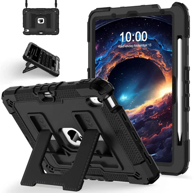 Case for iPad Air 11 Inch M3 2025 M2 2024 / iPad Air 5th 2022 / iPad Air 4th Generation 2020 10.9 Inch, Shockproof Protective Cover with Kickstand Shoulder Strap