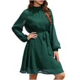 thumbnail image 2 of TopLLC Longues Robe à Manches à Col Rond Femme Mode Robe à Taille Ajustée Robe à Manches Longues Robe de Couleur Unie Robe Femme, 2 of 5