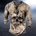 thumbnail image 3 of ORUYROP T-Shirt Rétro Cool à Motif Crâne pour Hommes, Manches Longues, Mode (D,m), 3 of 5