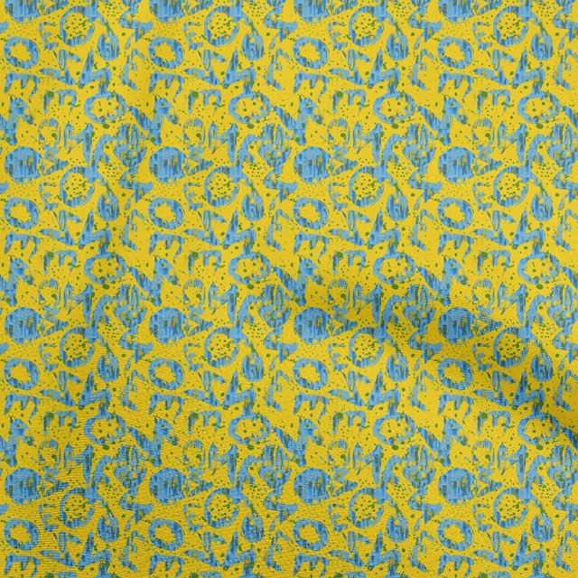 oneOone Georgette Viscose Yellow Fabric Abstracts Sewing Material Print Fabric By The Yard 42 Inch Wide