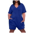 thumbnail image 2 of Cameland Combinaison Courte Grande Taille pour Femmes Col en V Été Zip Décontracté avec Poches, 2 of 6