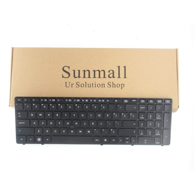SUNMALL Keyboard Replacement Compatible with HP Elitebook 8560P 8570P Probook 6560B 6565B 6567B 6570B 6575B Series with Pointer No Backlight (Black Frame)