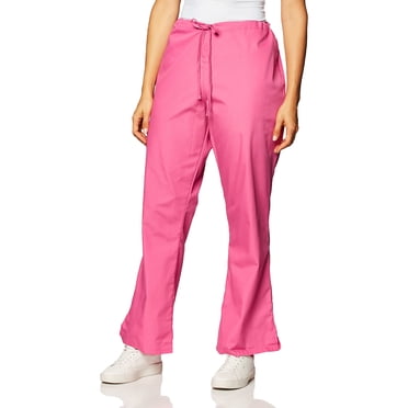 Scrub Pants for Women Workwear Originals Drawstring Waist with Flare Leg Plus Size 4101, 3XL, Shocking Pink