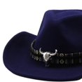 thumbnail image 4 of Chapeau de Cowboy Western pour Hommes Protection Solaire Hivernale pour Magasinage Randonnée Pêche Bleu Marine, 4 of 9
