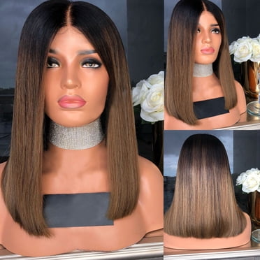 XIAQUJ Fashion Synthetic Short Straight BOBO Brown Women's Wigs Natural Hair Wigs Brown