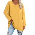 thumbnail image 1 of Breezora Tunique à Col Rond Oversize pour Femmes, Manches Longues, Chemise Rayée, Blouse Douce à Coupe Ample, Tenue Décontractée Décontractée, Confort Quotidien 2026, Taille M, Jaune, 1 of 5