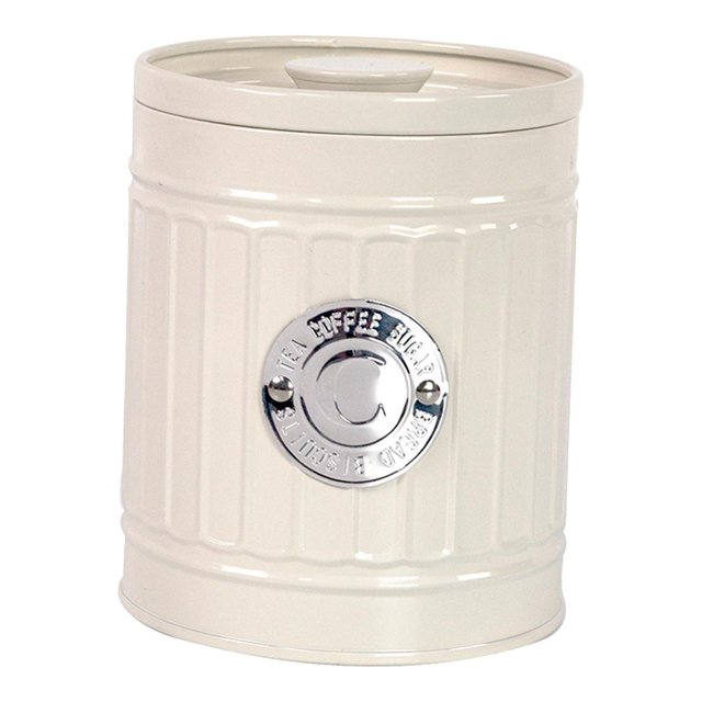Boîte de Rangement Hermétique pour Café, Conteneur de Stockage en Métal Blanc