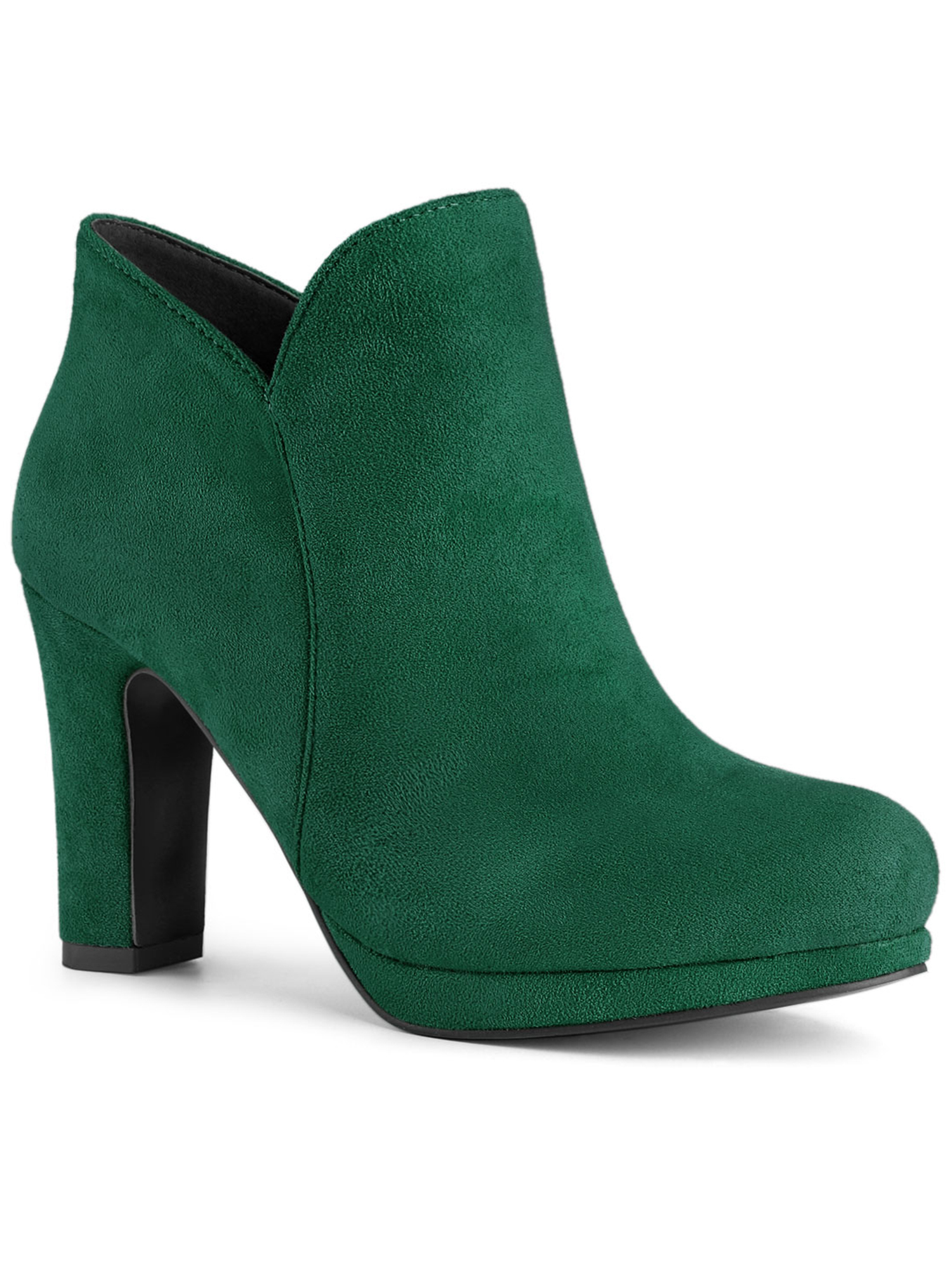 Unique Bargains Women's Round Toe Chunky Heels Ankle Heel Boots