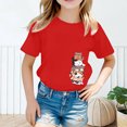 thumbnail image 2 of LUOGENLI T-Shirt pour Filles Enfant Filles Mignon Mode Imprimé Décontracté Ample Col Rond Manche Courte Tee Été T-Shirt Hauts Maxi Chemises pour Filles Paquet Rouge 2-4 Ans, 2 of 4
