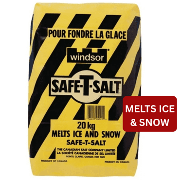 Windsor Safe-T-Salt Ice Melter, 20 kg Bag – Fast-Acting Rock Salt, Works to -15 °C, Provides Traction for Driveways, Steps & Walkways