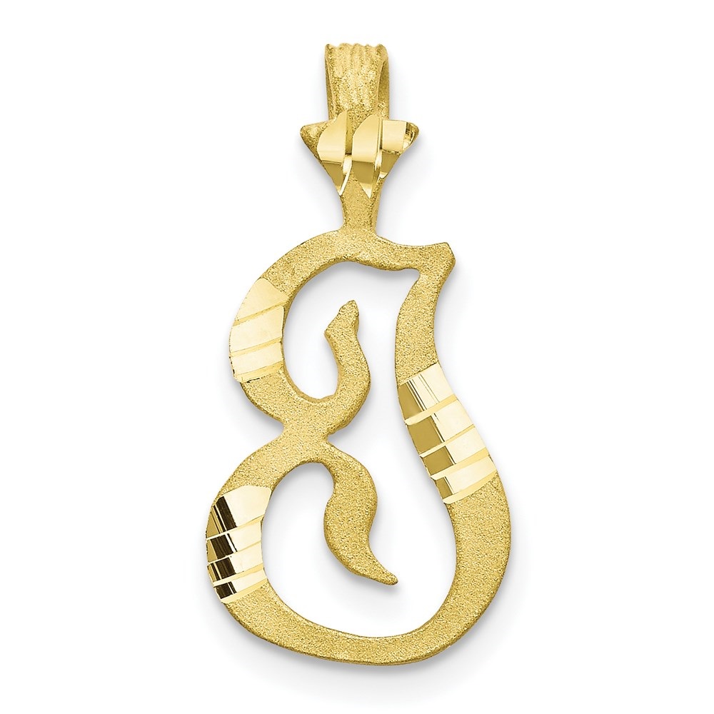 Diamond2Deal 10K Yellow Gold Grooved Letter I Initial Pendant for Women