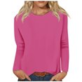 thumbnail image 1 of Timegard Womens Tops Long Sleeve Round Neck Solid Color Basic Tee Fall Casual Comfy Loose Tops Blouse, 1 of 5