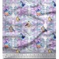 thumbnail image 1 of Soimoi Georgette Viscose Fabric Branch & Bird Artistic Printed Fabric 1 Yard 42 Inch Wide, 1 of 3