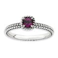 thumbnail image 1 of Bague Grenat Rhodolite à Carreaux en Argent Sterling Stackable Expressions Taille 5, 1 of 3