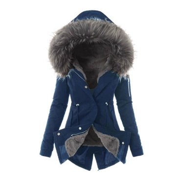 Mikilon Ladies Lining Coat Womens Winter Warm Thick Long Jacket Hooded Overcoat