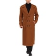 thumbnail image 2 of INSPIRE CHIC Men's Winter Pea Coat Notch Lapel Double Breasted Solid Color Overcoat S Brown, 2 of 7