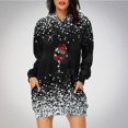 thumbnail image 1 of Jsaierl Robe à Capuche de Noël pour Femmes à Manches Longues, Tunique à Capuche à Imprimé Verre de Noël, Chandail de Noël, Robe de Fête avec Poches, 1 of 4