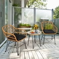 thumbnail image 1 of Costway 3PCS Patio Rattan Bistro Furniture Set Cushioned Chair Table Black, 1 of 10