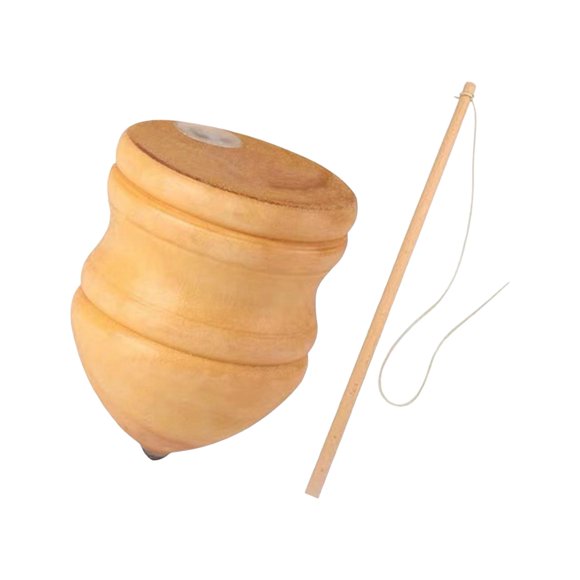 segolike Classic Wooden Trompos Paint Your Own Wooden Toys with Rod Handmade Enhanced Stability Tops with Point for Toddlers Children 8 inch with 40cm rod