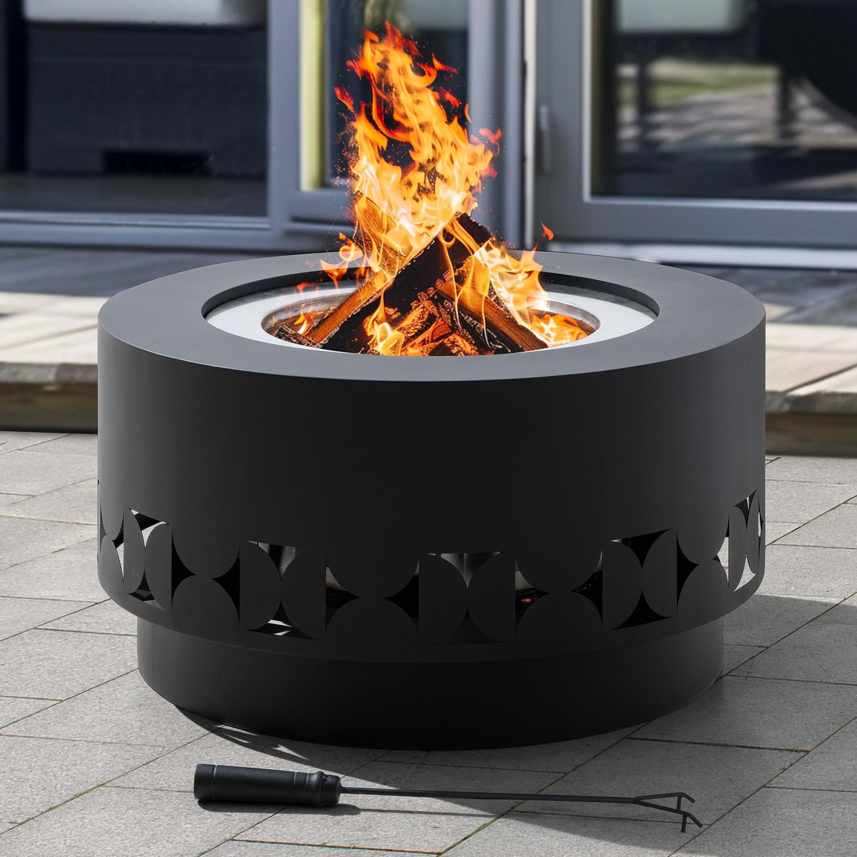 ロイヤルクイーンSun  8インチGourmet Skillet Sunjoy 28 In Fire Pit Smokeless Fire Pit with Removable Ash Pan