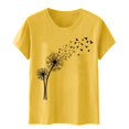 thumbnail image 2 of Babysbule Liquidation de Hauts pour Femmes T-shirt à Col Rond de Mode pour Femmes à Manches Courtes Imprimé Pissenlit T-shirt Décontracté Ample Hauts, 2 of 4