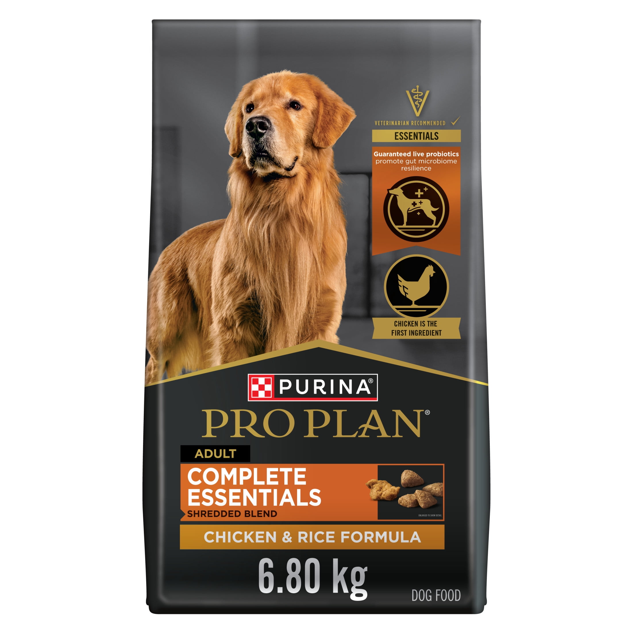 Purina Pro Plan Essentiels Complets Mélange Déchiqueté Poulet et Riz, Nourriture Sèche pour Chiens 6.8kg