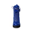 thumbnail image 2 of Unique Bargains Women's Zip Platform Chunky Heel Combat Boots Blue (Size 9.5), 2 of 8