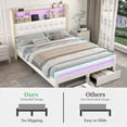 thumbnail image 2 of SIBEDS Bed Frame with Bookcase Storage Headboard and 2 Drawers Linen Cream Upholstered Tufted Wingback Beds, Queen, 2 of 9