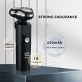 thumbnail image 4 of Men's Electric Shaver with 3 Floating Blades, IPX7 Waterproof Detachable Washable Head, LED Battery Level Display, 600mAh Rechargeable Battery, 60-Min Run Time, USB Charge & Use Function, ABS, 4 of 6