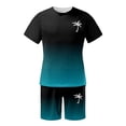 thumbnail image 2 of Men's Summer Tracksuit Plus Size Short Sleeve O Neck Athletic Suit Casual Color Block Waist Tracksuit Set, 2 of 4