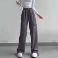 thumbnail image 1 of RXIRUCGD Women's Solid Color Velvet With Drawstring Wide Leg Workwear Pants, Dark Gray, Size: XL, 1 of 3