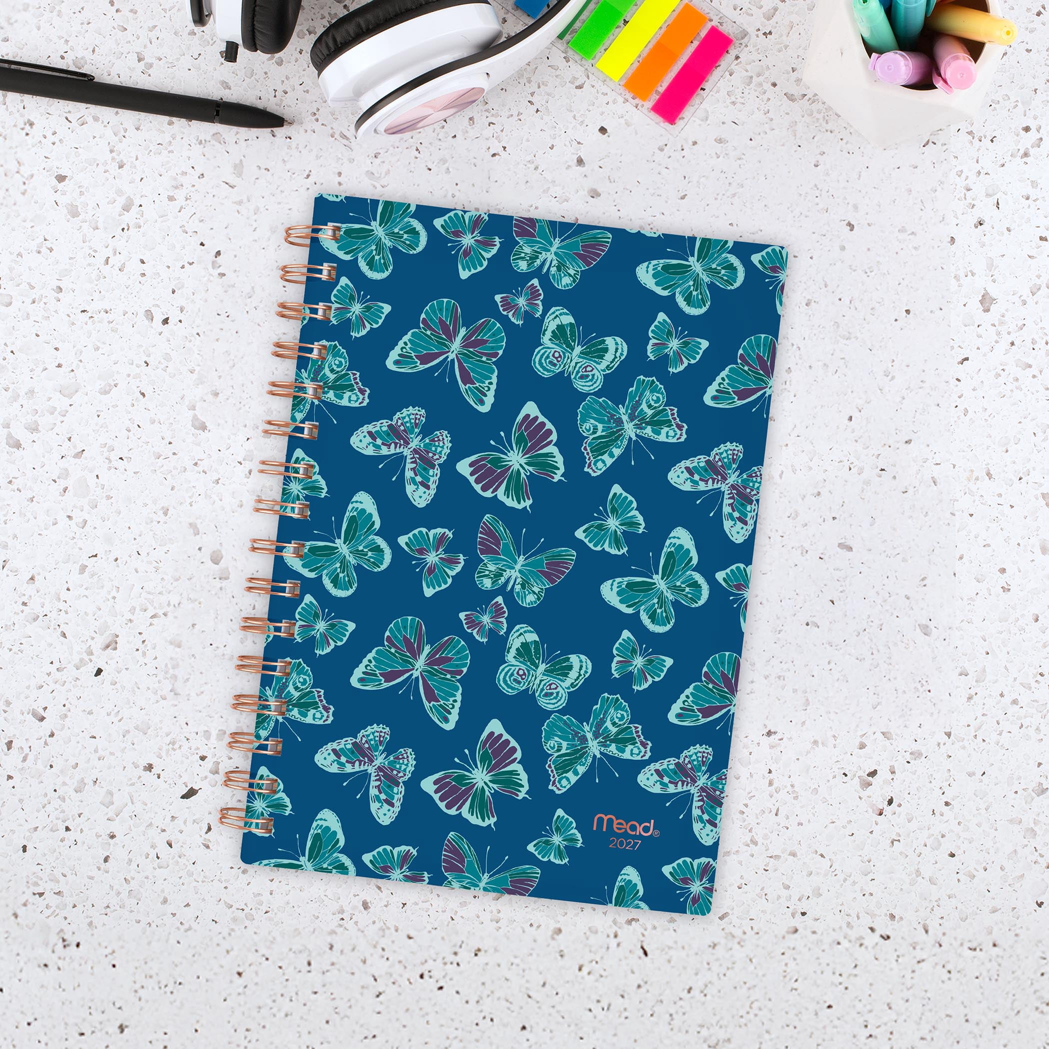 Mead® Butterfly Aqua SM W/M Planner, 2027