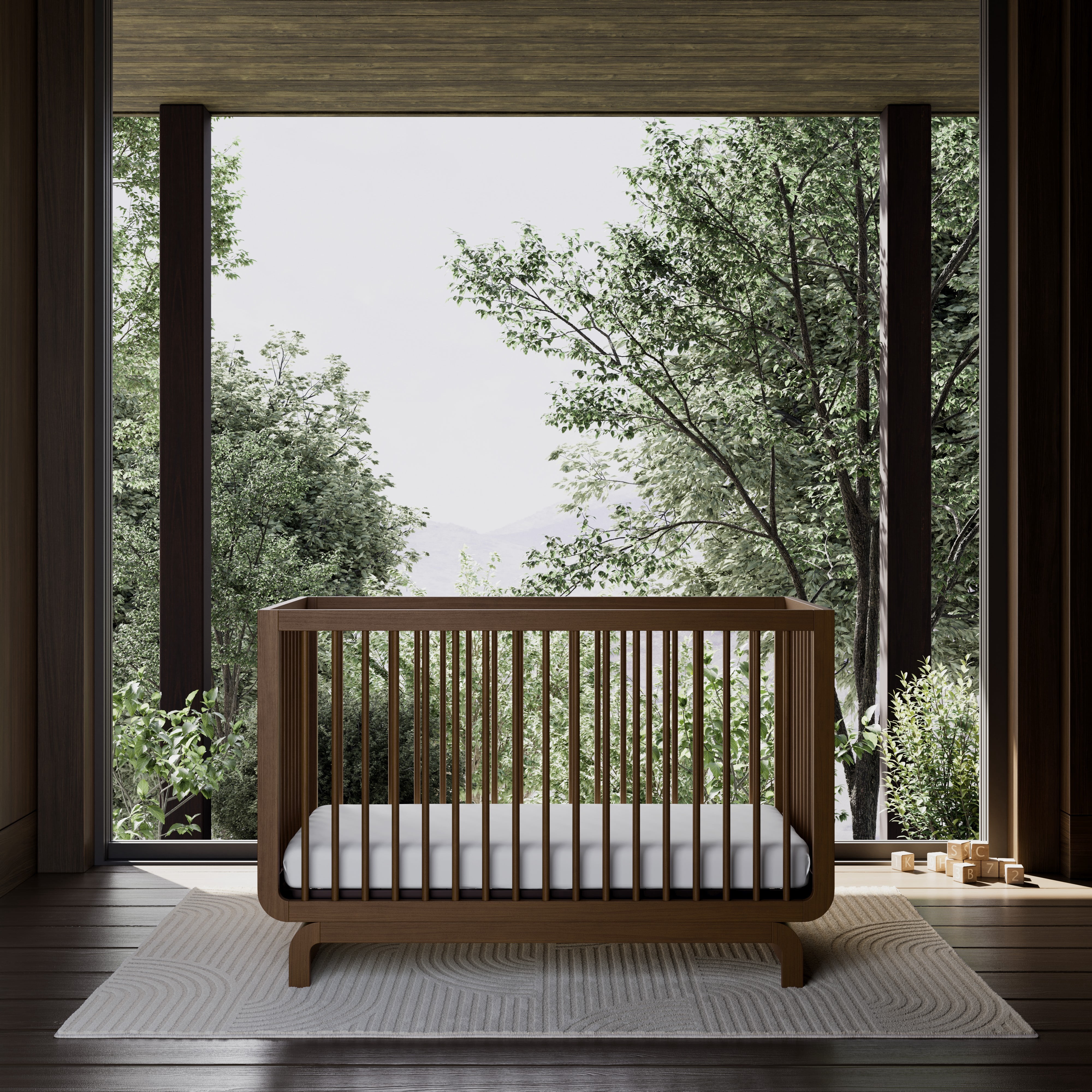 Storkcraft Santorini 5-in-1 Convertible Crib, Hazelnut