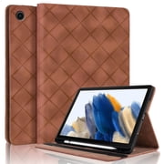 for Samsung Galaxy Tab A11 8.7 inch 2025 Release (Model: SM-X133/X135) Case, Rhombus Grid Pattern Multiple Viewing Angles Stand Slim Folio Cover (Brown)