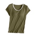 thumbnail image 1 of RKSTN Womens Tops Solid Color Crew Neck Short-sleeved Tops with Bra Pad Cup Super Soft Loose Fit Breathable Lounge Pajamas Tops, 1 of 3