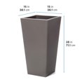 thumbnail image 5 of Step2 Tremont Dark Cedar Plastic Square Tapered Indoor and Outdoor Tall Planter, 5 of 5