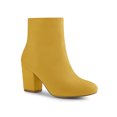 thumbnail image 1 of BLISSFUL STEP Bottines à Talon Bloc à Bout Rond pour Femmes avec Fermeture Éclair Latérale Jaune 6, 1 of 7