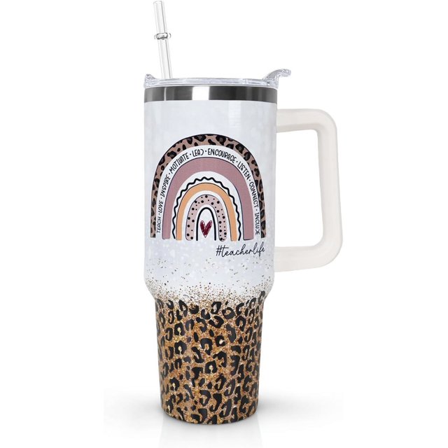 Gobelet 40 Oz avec Poignée et Paille Isolé Double Paroi en Acier Inoxydable Tasse de Voyage Boîte Cadeau Gobelet Réutilisable Tasse de Café de Voyage pour Bureau Tasse de Bière Isolée Portable pour Boissons Chaudes et Froides