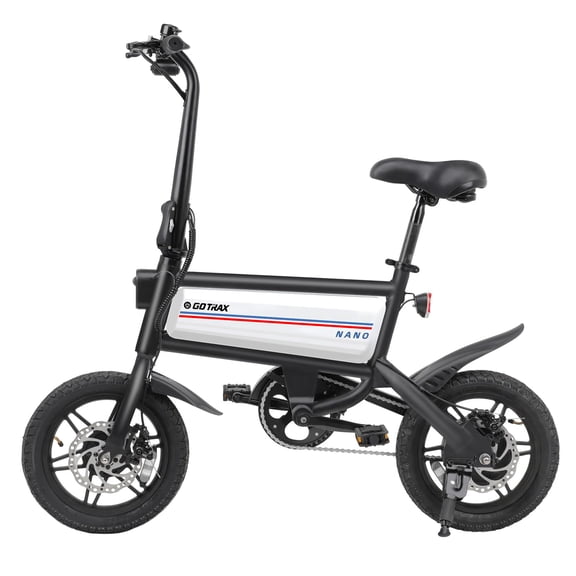 Gotrax Nano Vélo Électrique Pliant 14 Pouces, Autonomie Max 25 Miles (Assistance au Pédalage) et Vitesse Max 15,5 Mph, Alimenté par Moteur 350 W, Selle Réglable et Doubles Garde-Boue, Bicyclette Électrique de Navettage pour Adultes/ados Blanc