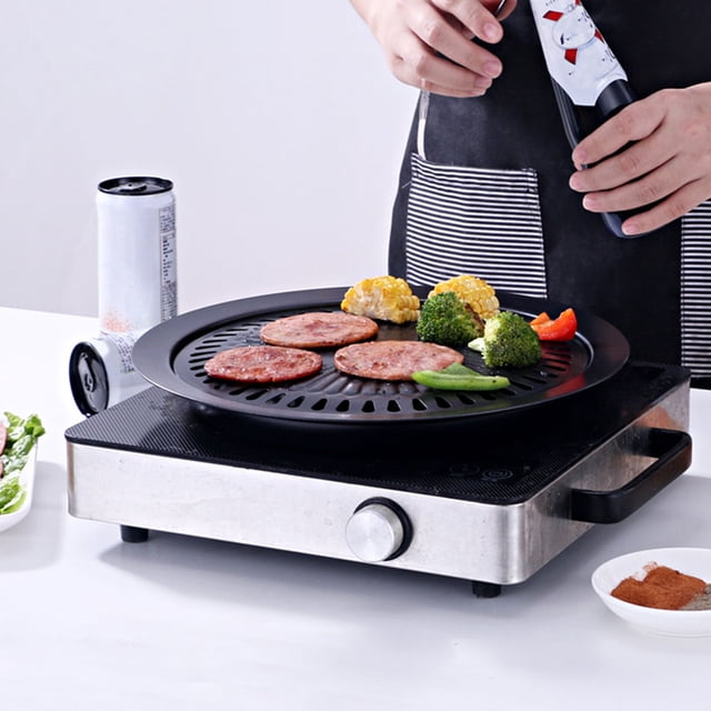 CHICHUMID 1 Set Black Non-Stick Grill Tray Barbecue Frying Pan Iron Black