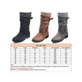 thumbnail image 2 of MAWCLOS Bottes d'Hiver pour Femmes, Bottes d'Équitation en Cuir Souple, Boucle de Ceinture, Confort, Bottes Mi-Mollet, Bout Rond, Extérieur, à Enfiler, Gris 7, 2 of 2