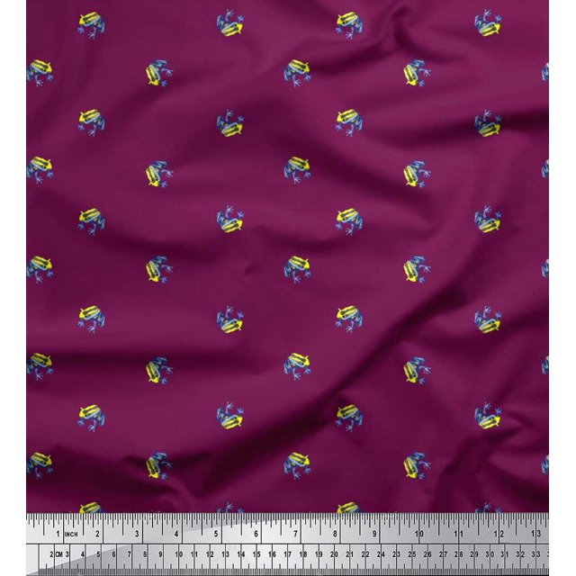 Soimoi Modal Satin Fabric Frog Animal Print Fabric by Yard 42 Inch Wide